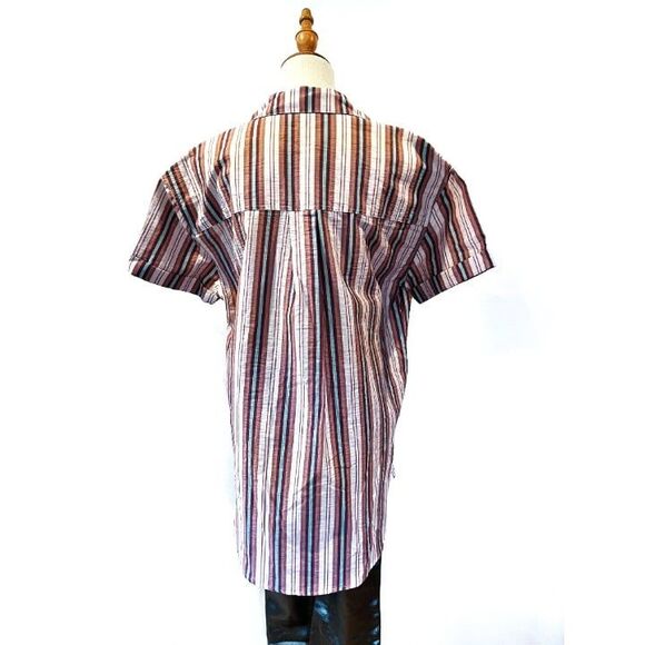 Free People We the Free Pink Striped Pajama Top XS Oversized Button Front NEW - Picture 5 of 9